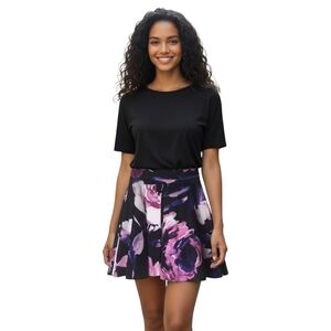 Saks Fifth Avenue Floral Mini Skirt in Pink and Purple